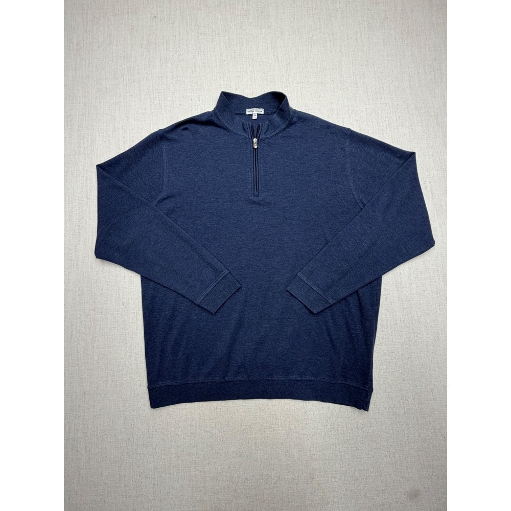 Peter Millar Mens XXL Navy Blue Cotton Modal Quarter Zip Pullover Sweater